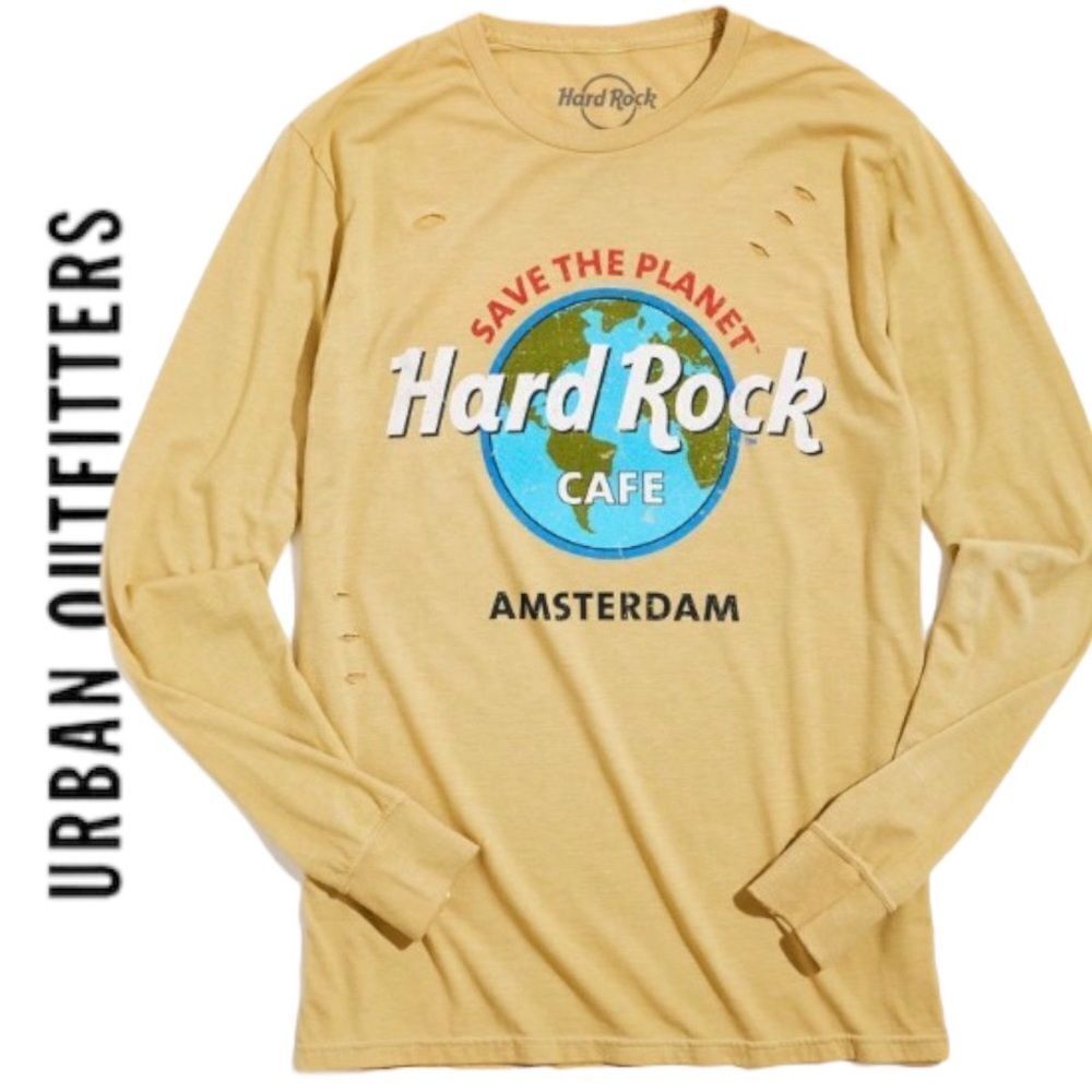 NEW Hard Rock Cafe UO Urban Outfitters Amsterdam Long Sleeve Shirt T-Shirt Tee L